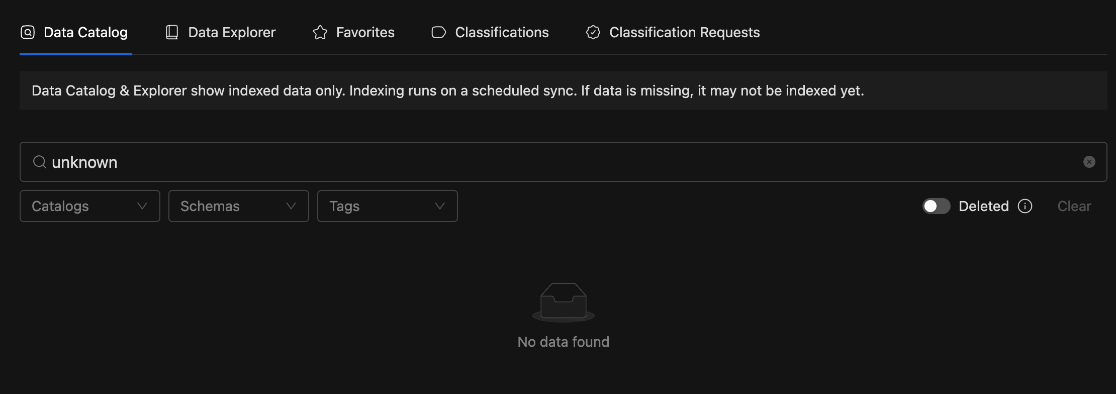 No data found message when search returns no results | IOMETE