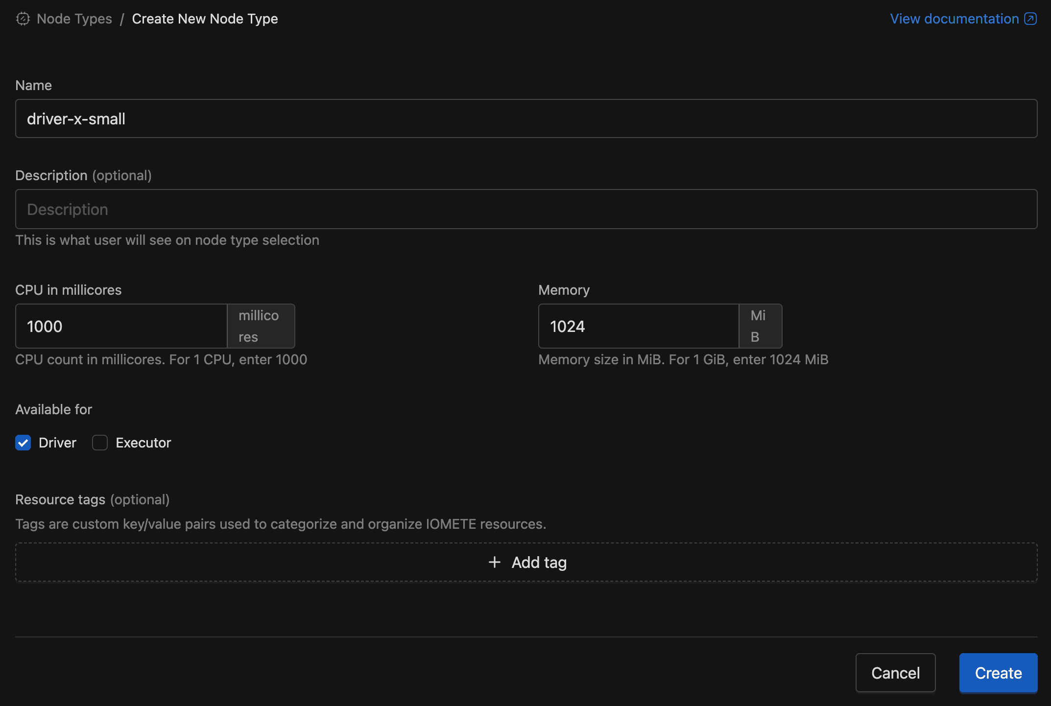 Create a node type | IOMETE