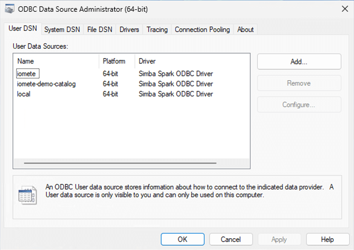 ODBC Data Sources | IOMETE