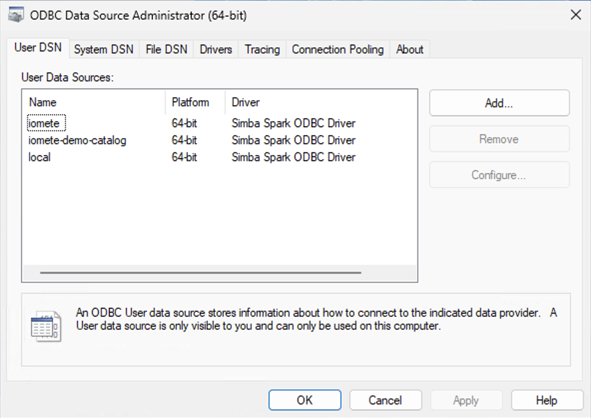 ODBC Data Sources | IOMETE