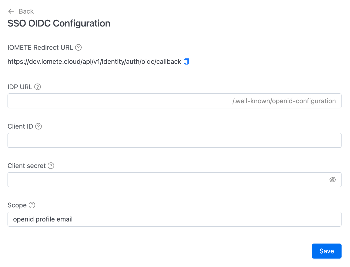 SSO OIDC configuration | IOMETE