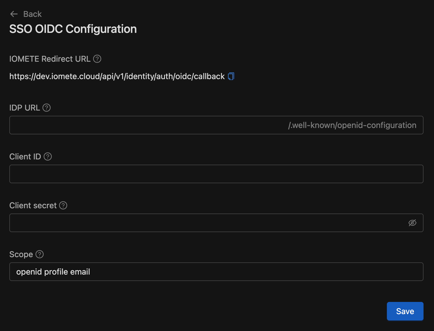 SSO OIDC configuration | IOMETE