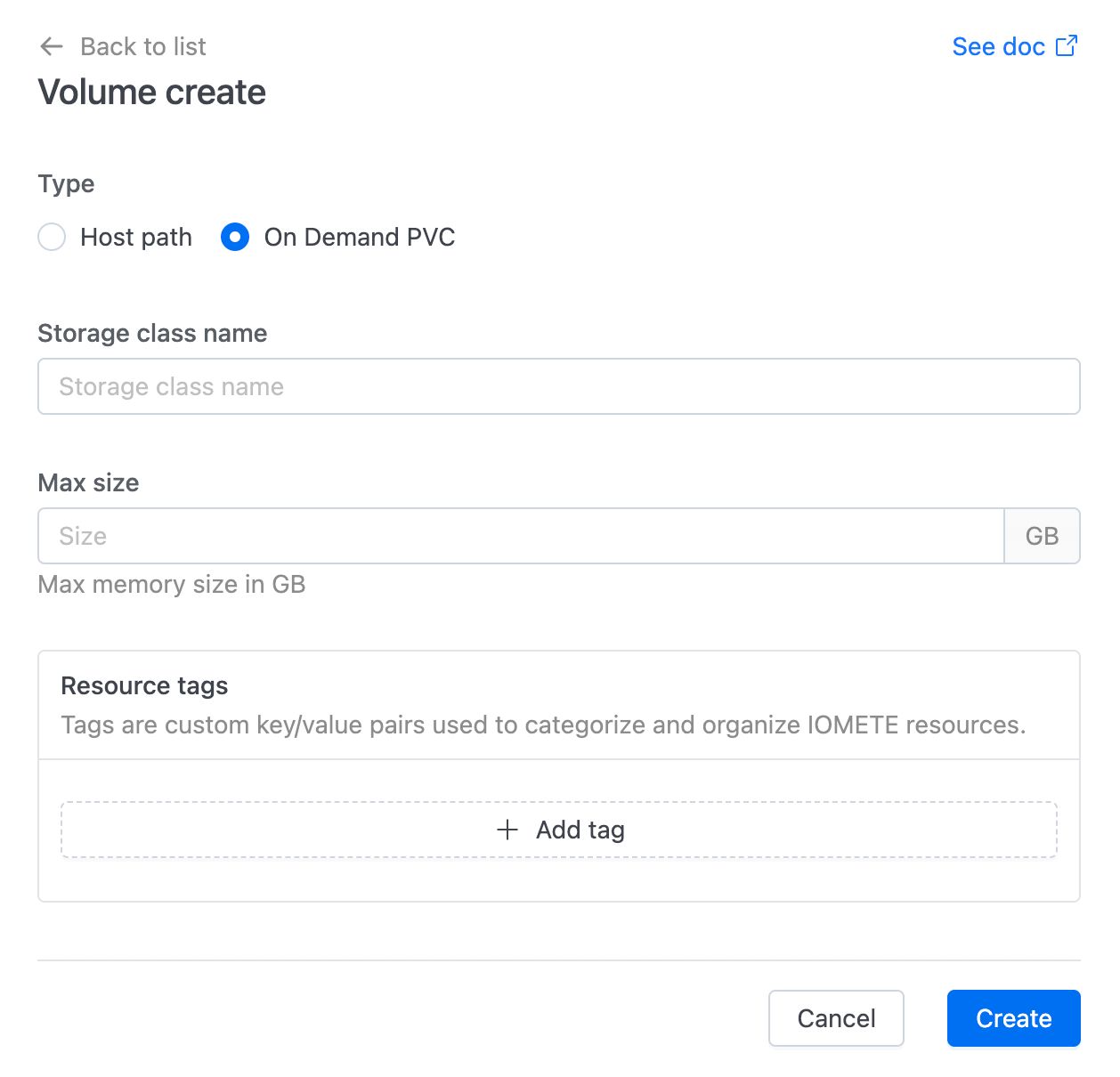 On Demand PVC create | IOMETE