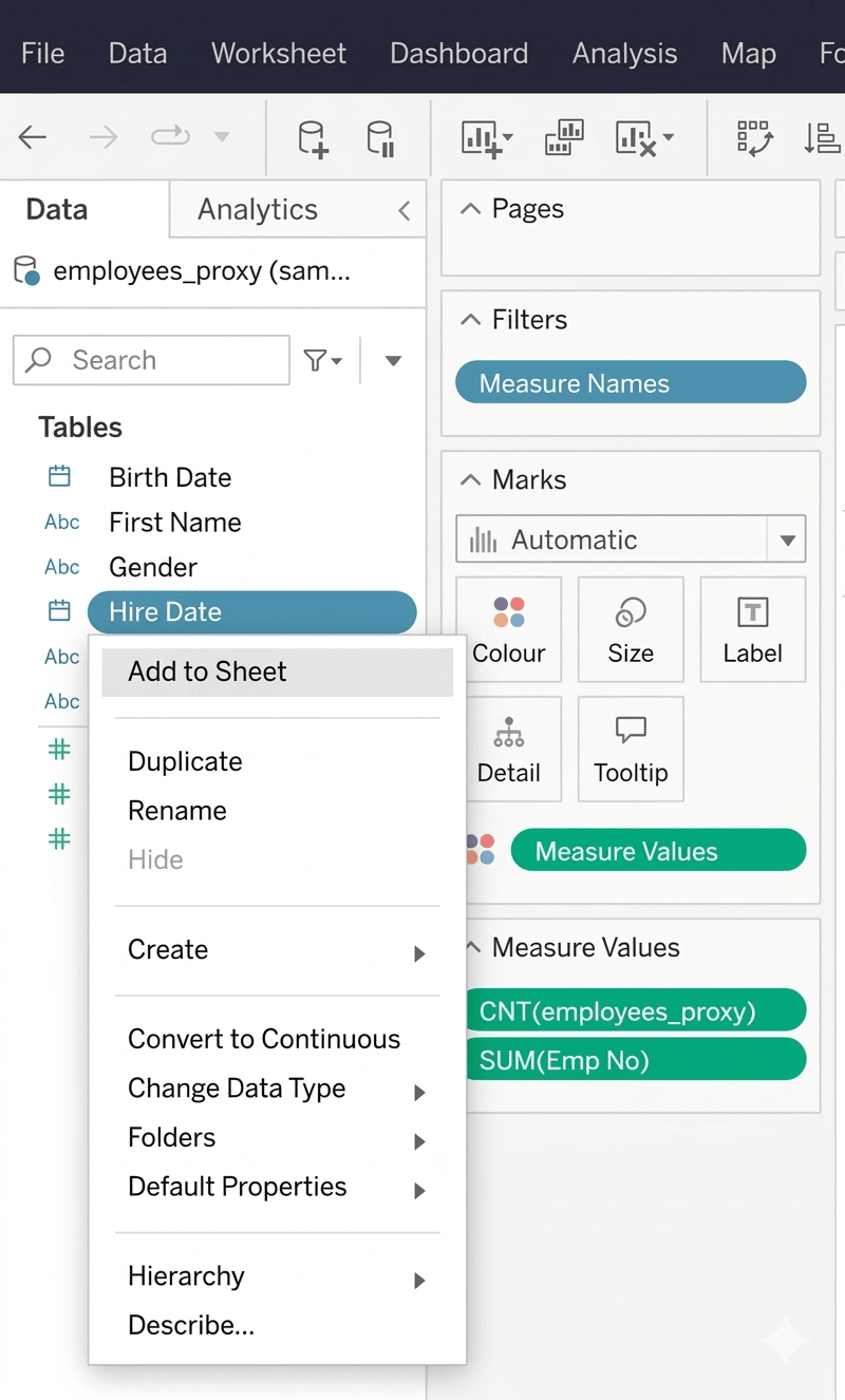 Adding a field to a Tableau sheet | IOMETE