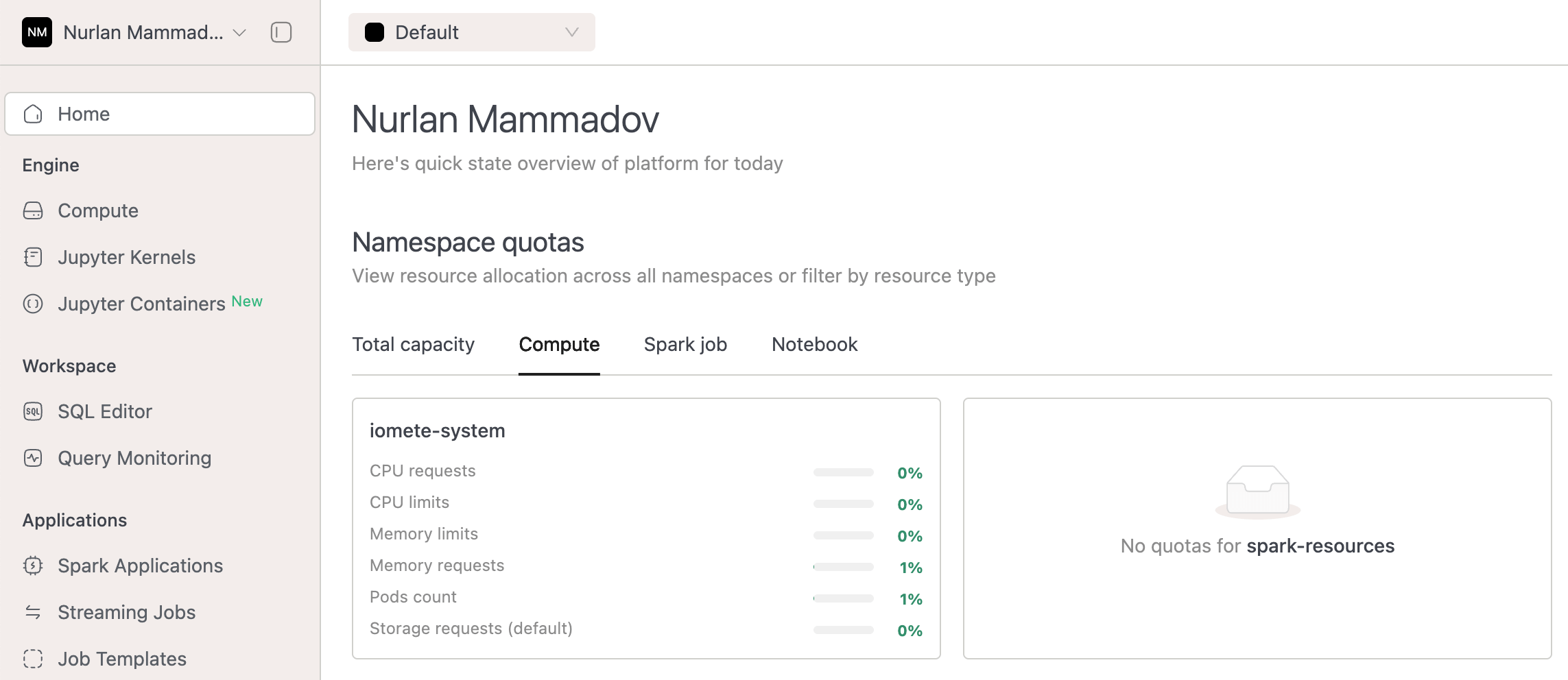 Resource Compute Quotas | IOMETE