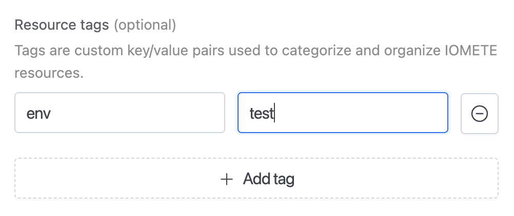 Resource tags | IOMETE