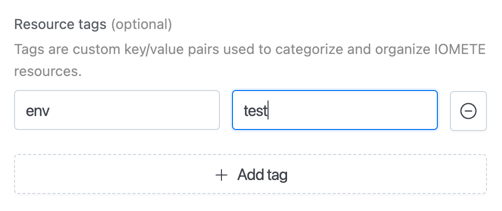 Resource tags | IOMETE