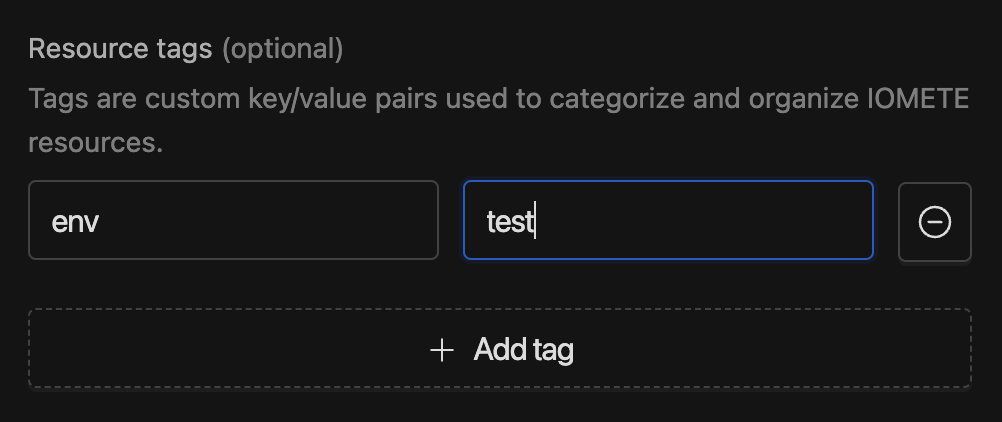 Resource tags | IOMETE