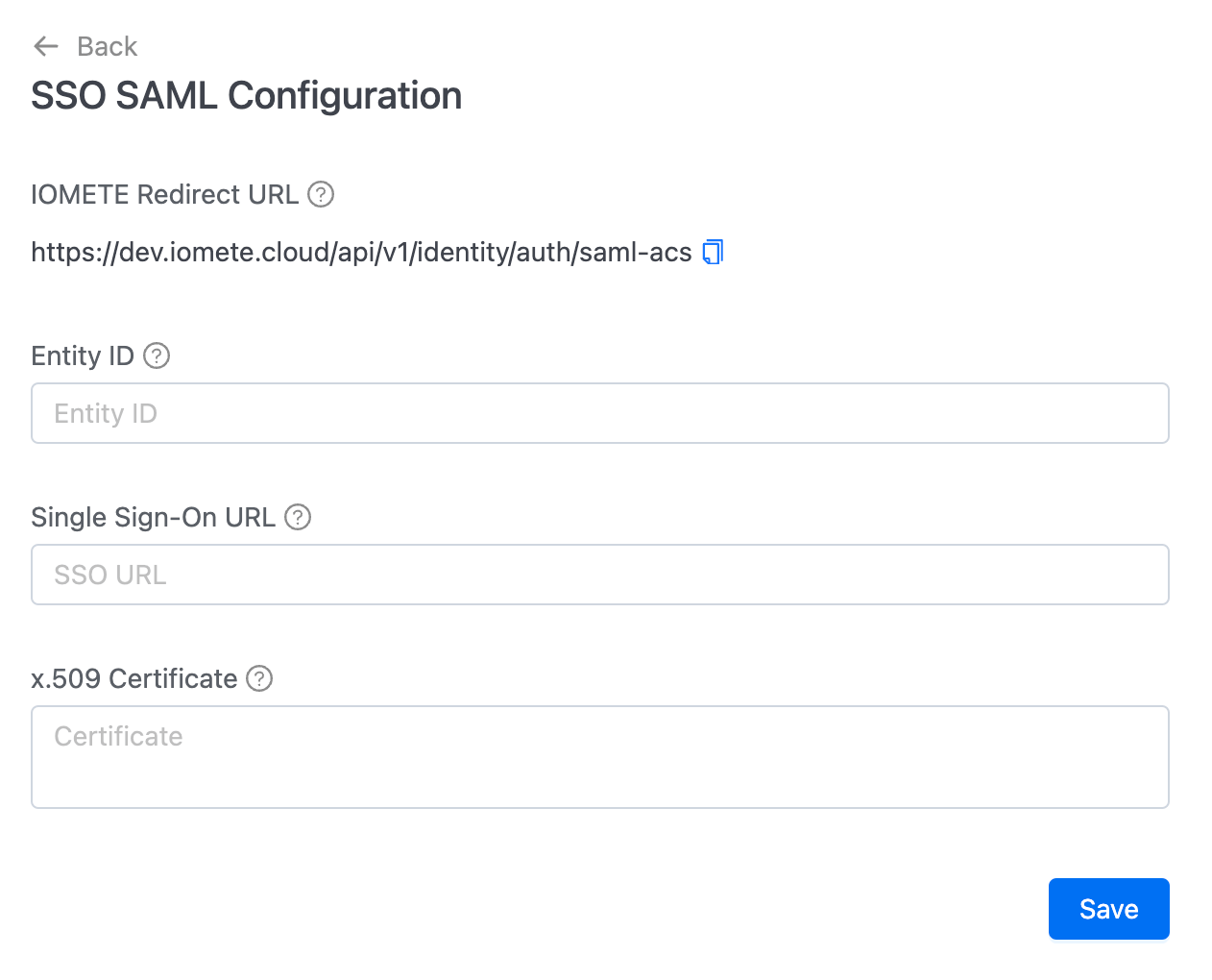 SSO SAML configuration | IOMETE