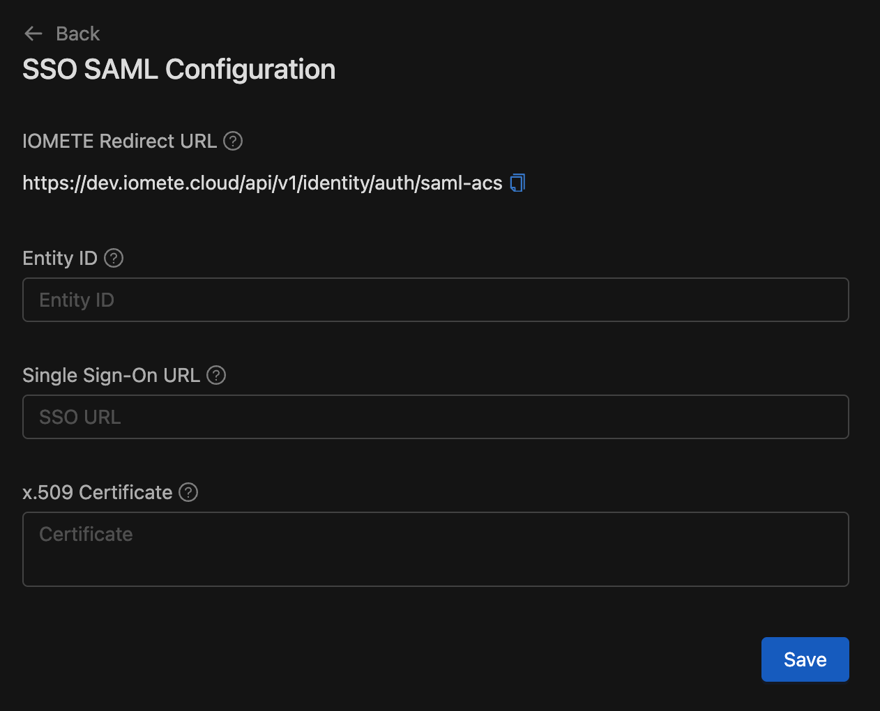 SSO SAML configuration | IOMETE