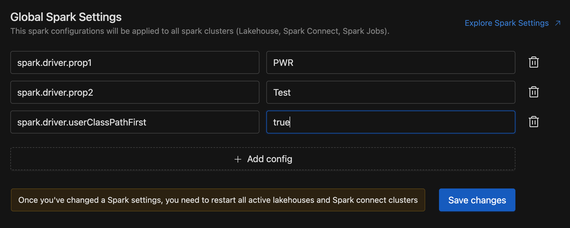 Save spark setting | IOMETE