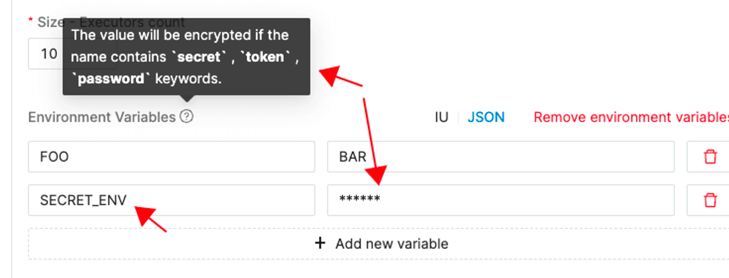 Sensitive environment variables | IOMETE