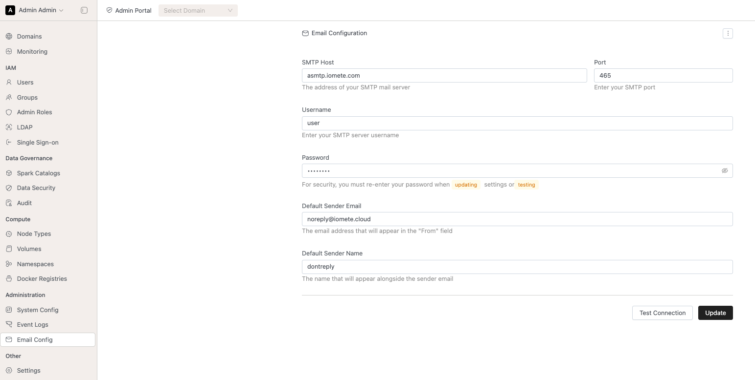 SMTP Integration | IOMETE