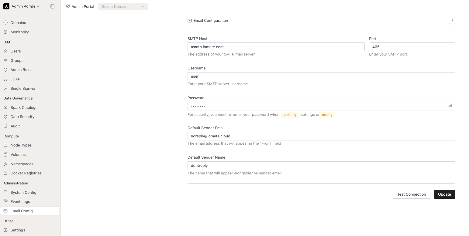 SMTP Integration | IOMETE
