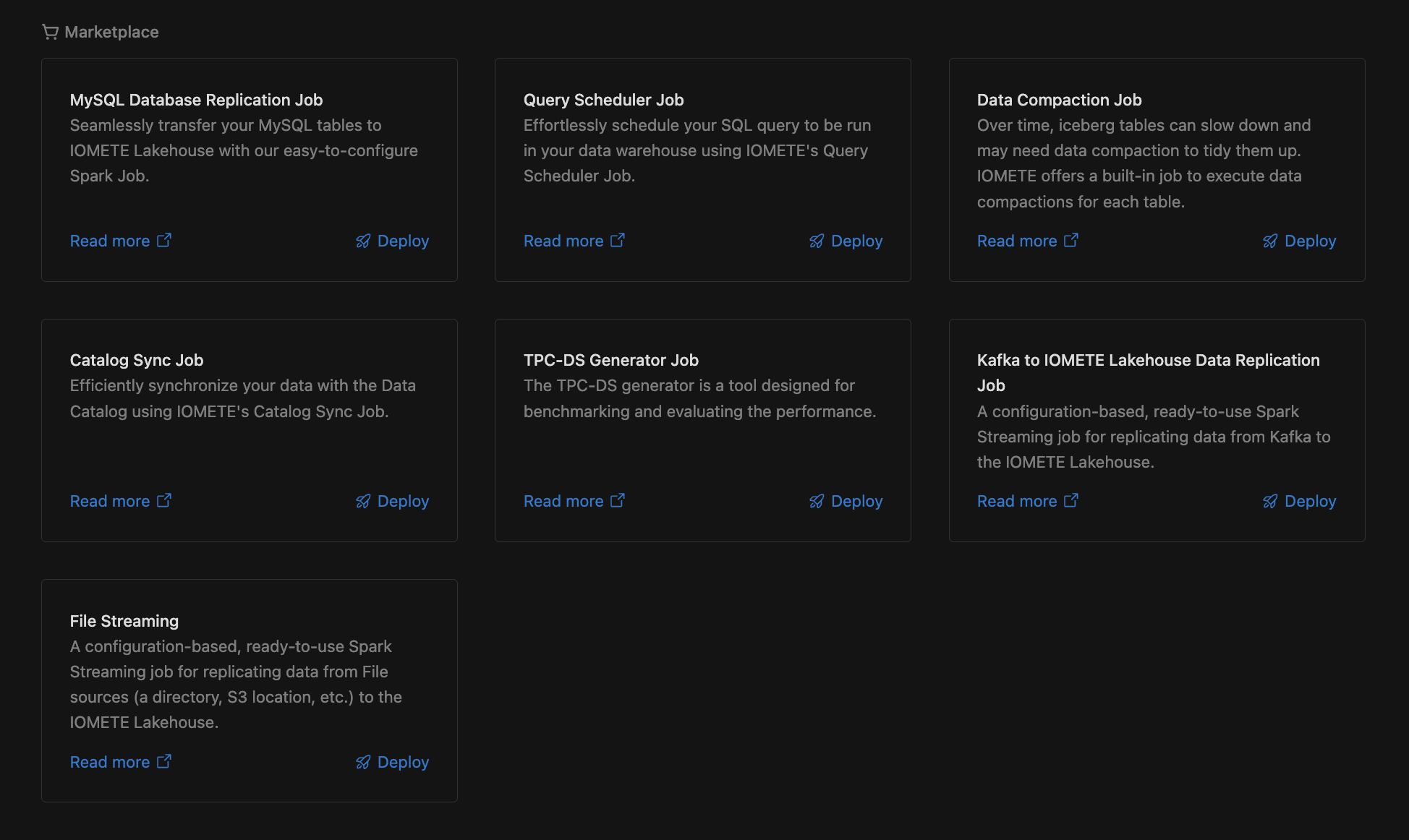 IOMETE Spark Jobs Marketplace | IOMETE