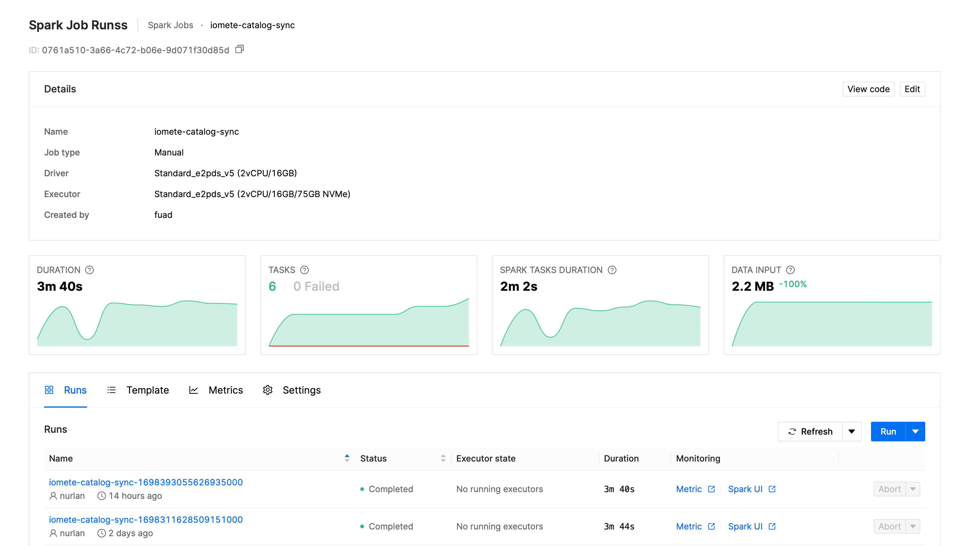 Spark jobs metrics | IOMETE