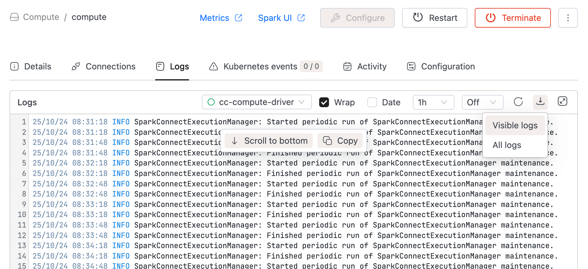 Spark logs download | IOMETE