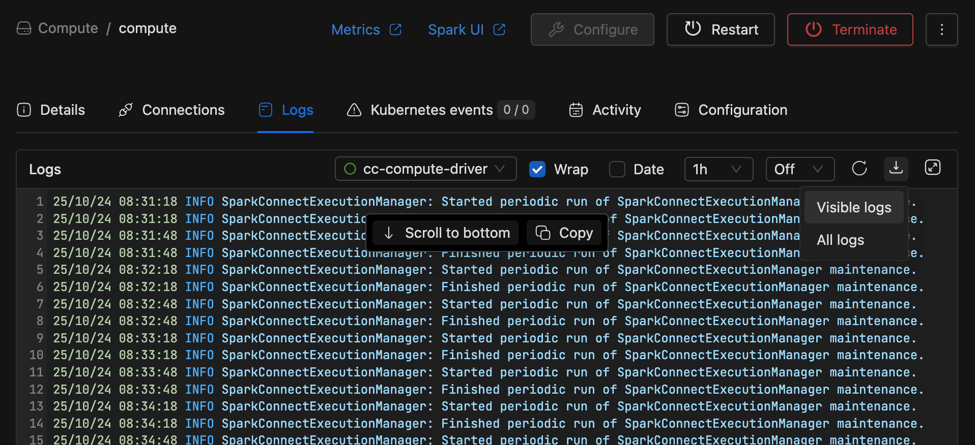 Spark logs download | IOMETE