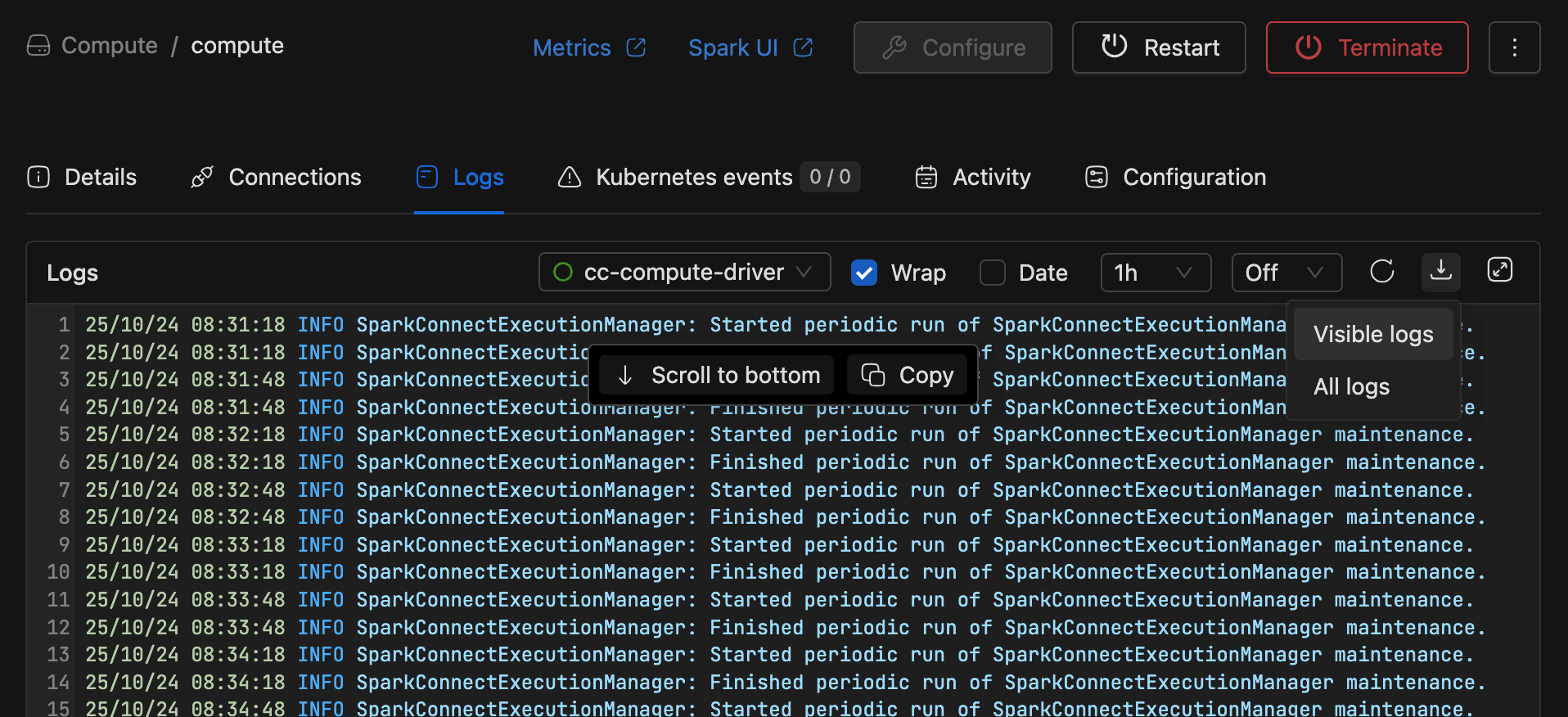 Spark logs download | IOMETE