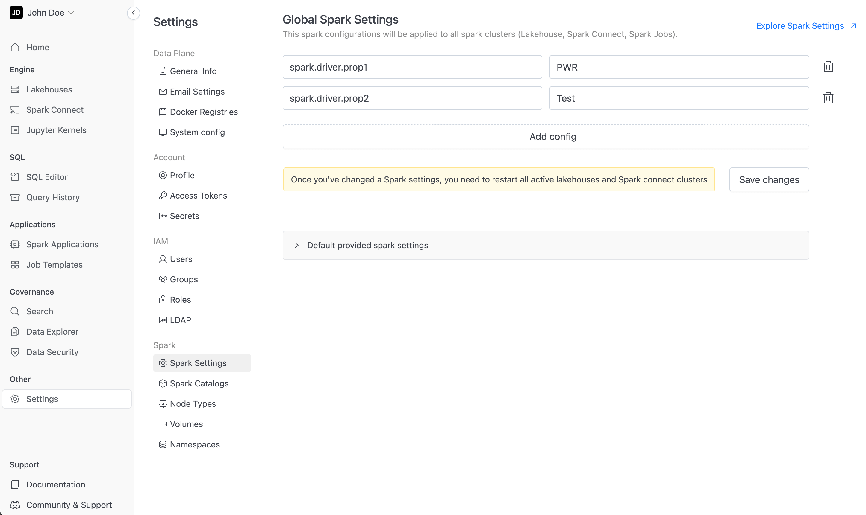 Global Spark Settings | IOMETE