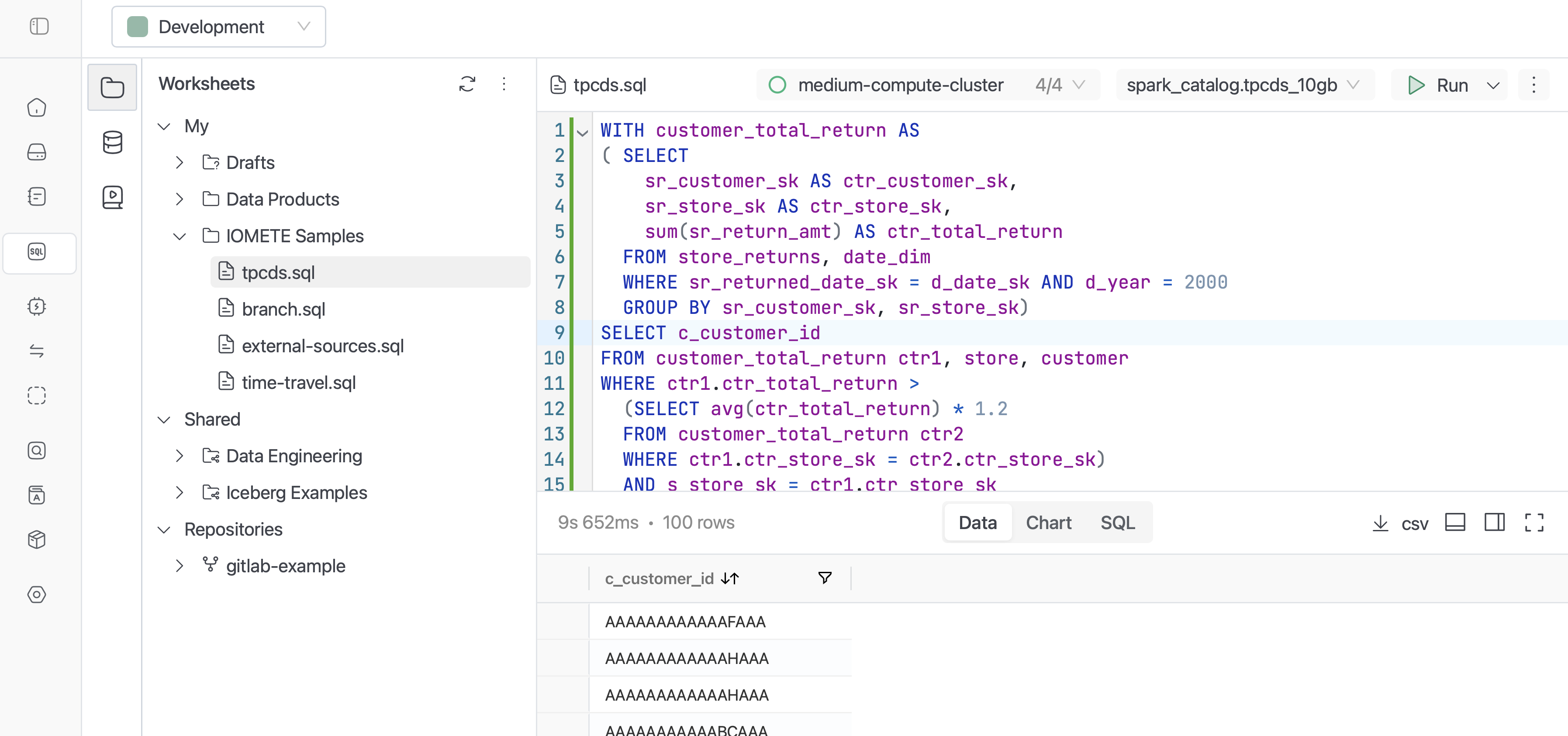 SQL Workspace | IOMETE