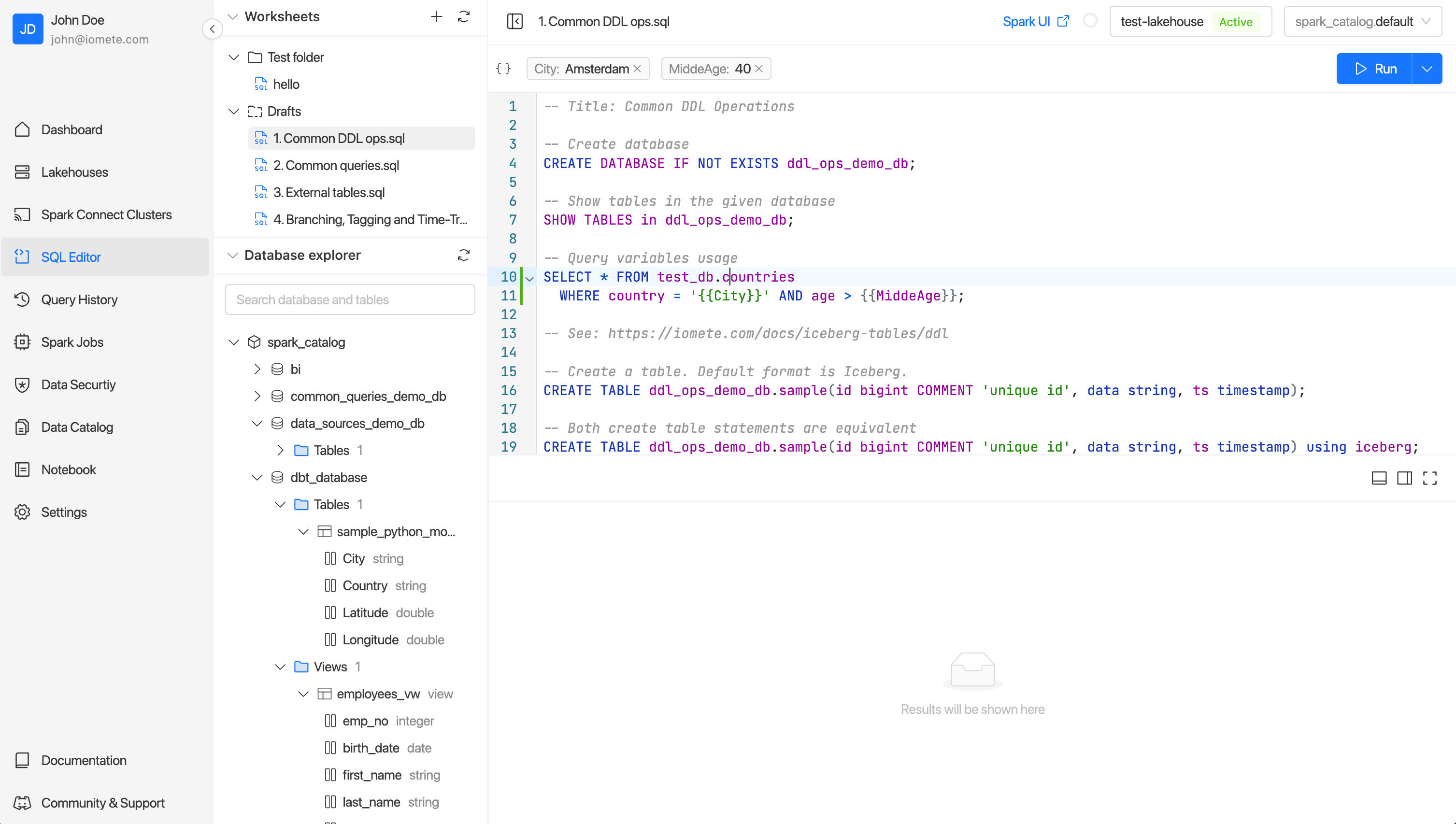 SQL Editor | IOMETE