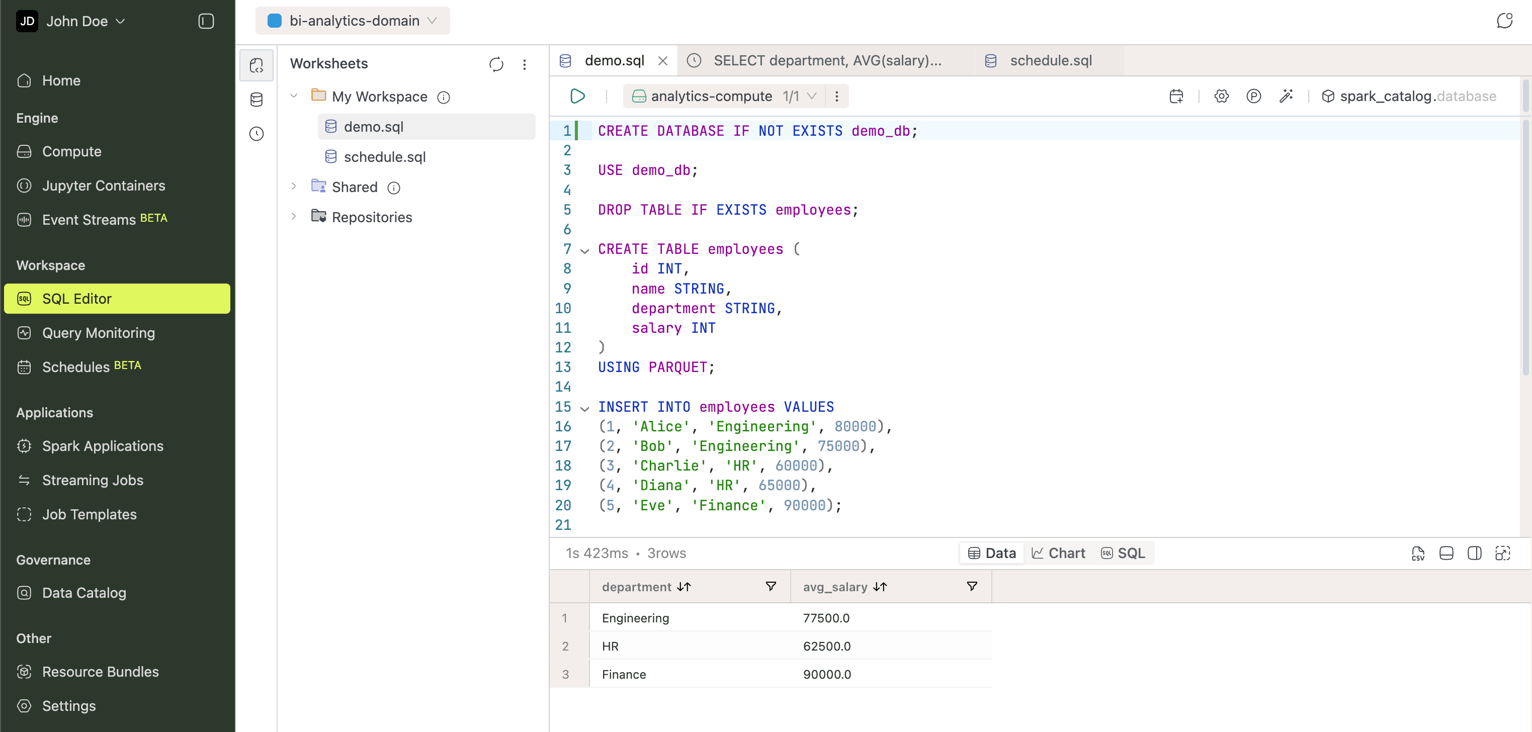 SQL Editor page | IOMETE