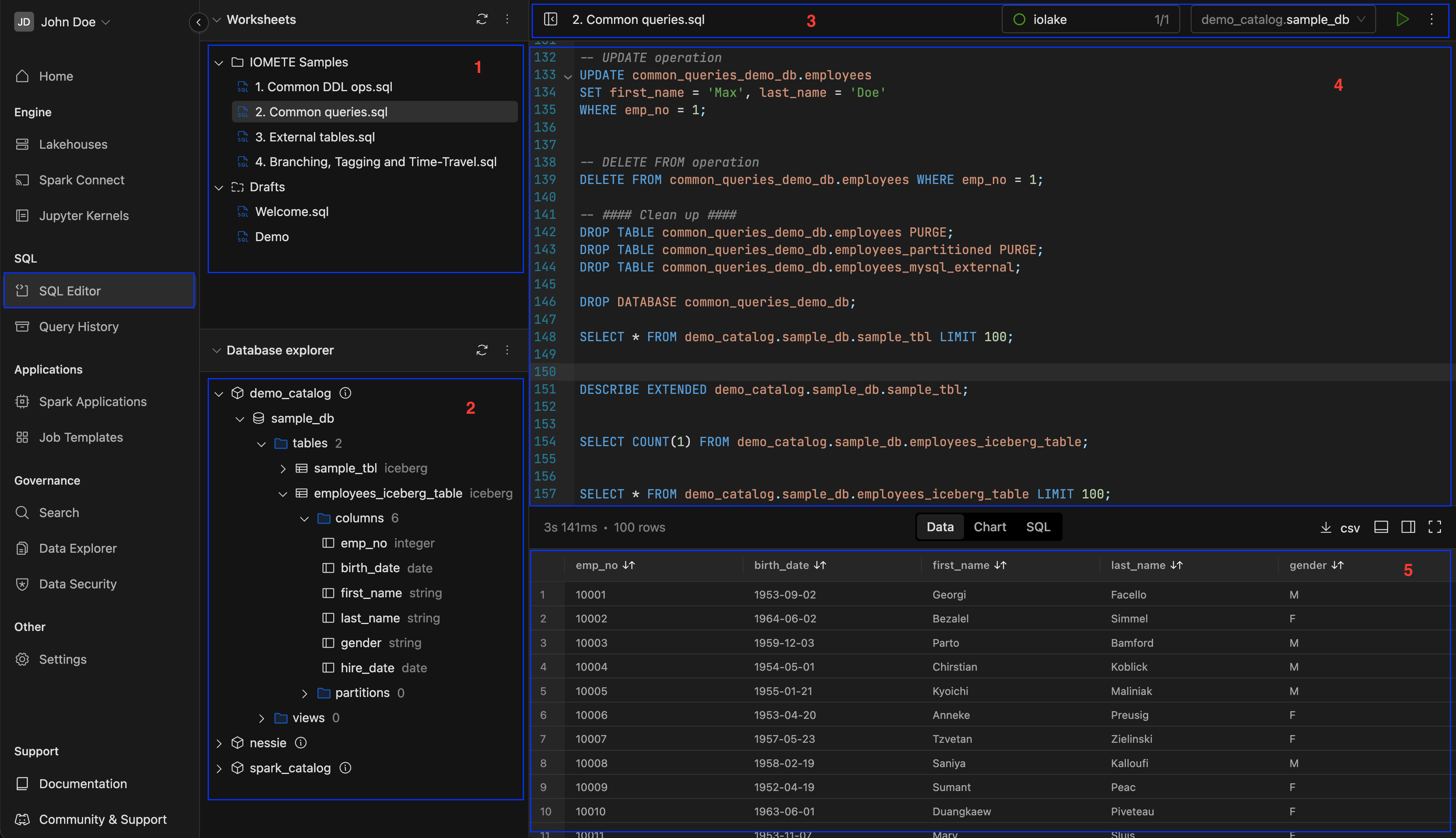 SQL Editor page | IOMETE