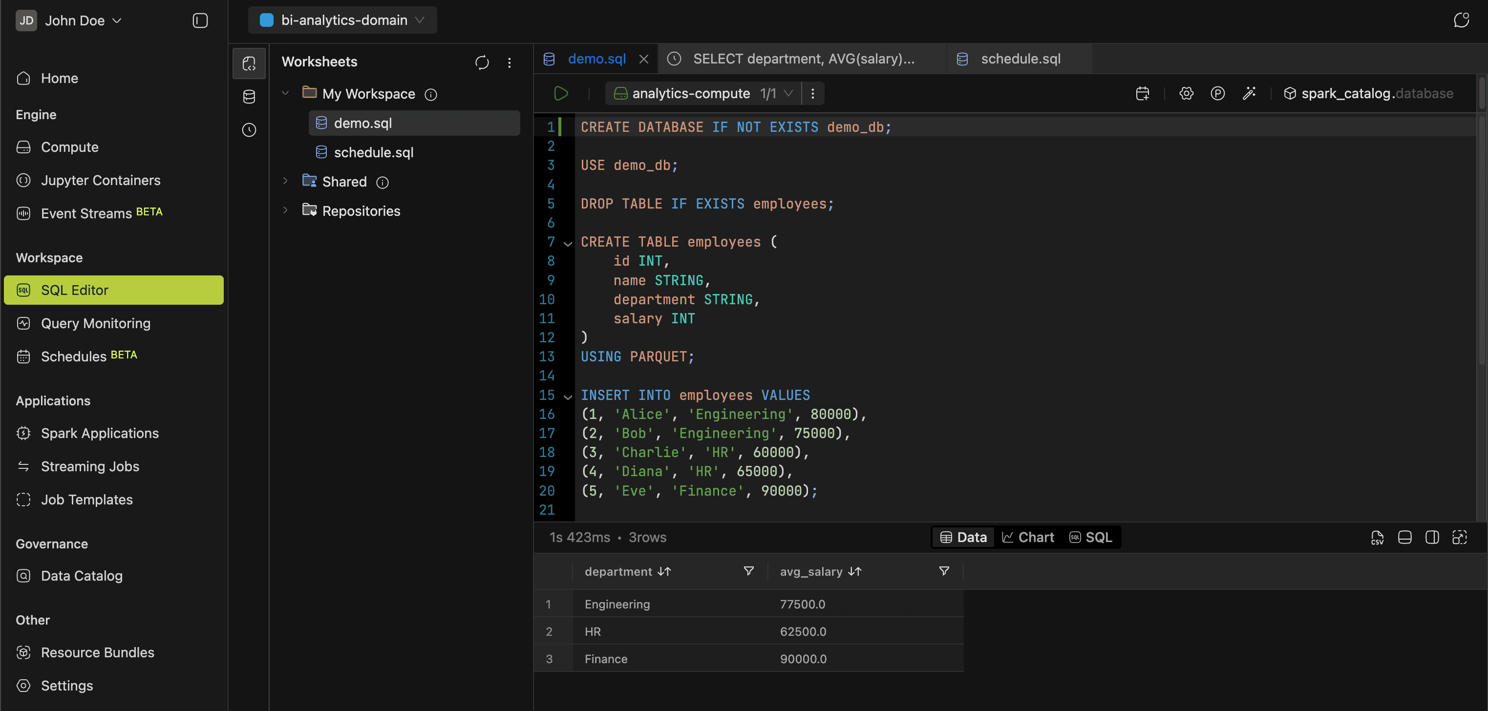 SQL Editor page | IOMETE