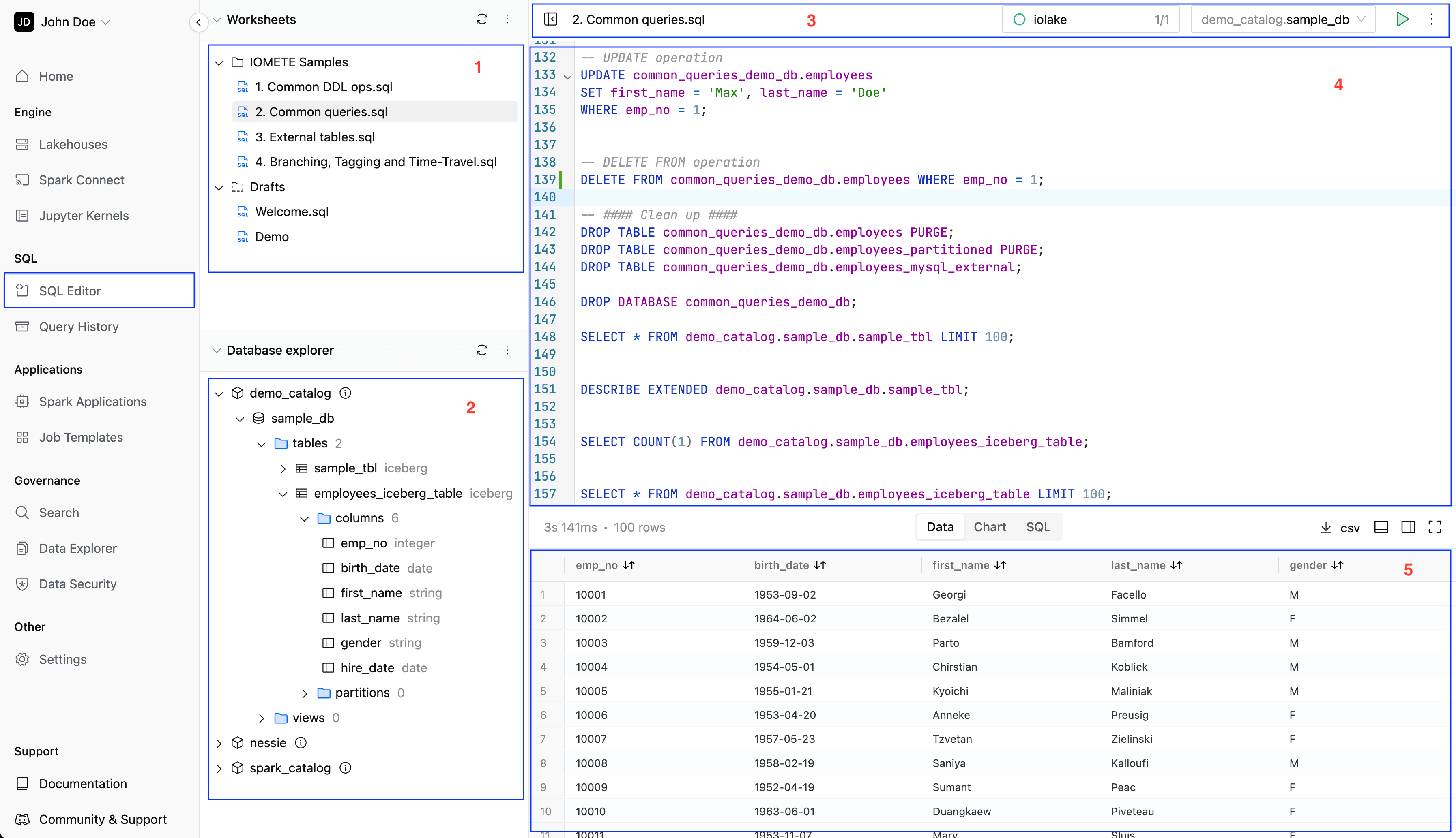 SQL Editor page | IOMETE