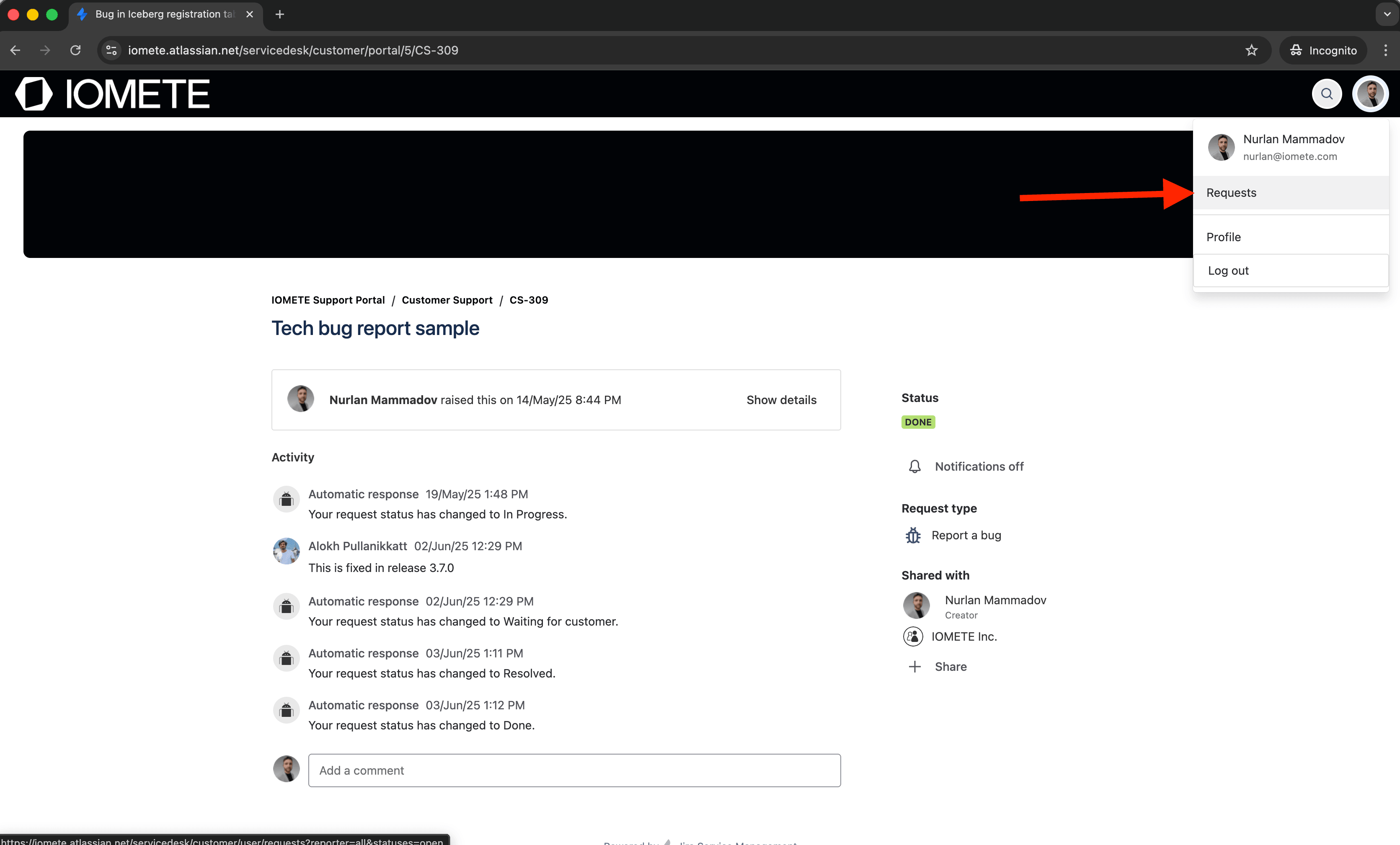 IOMETE Support Center Request 1 | IOMETE