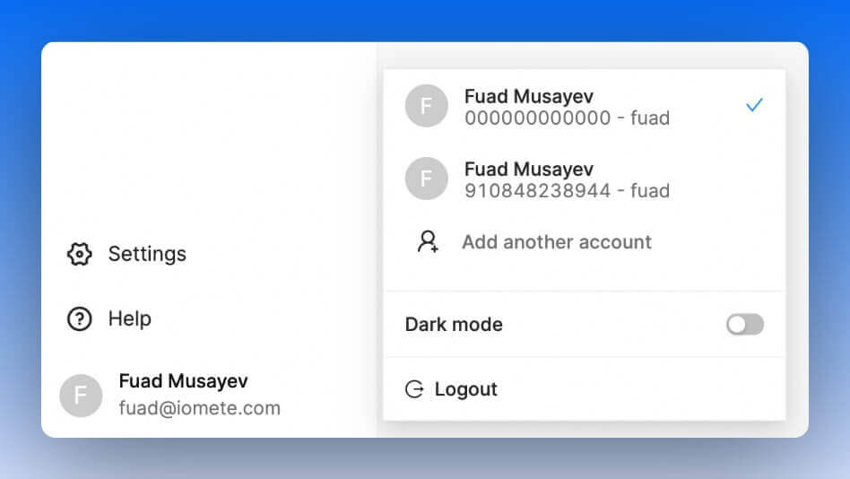 iomete switch between accounts