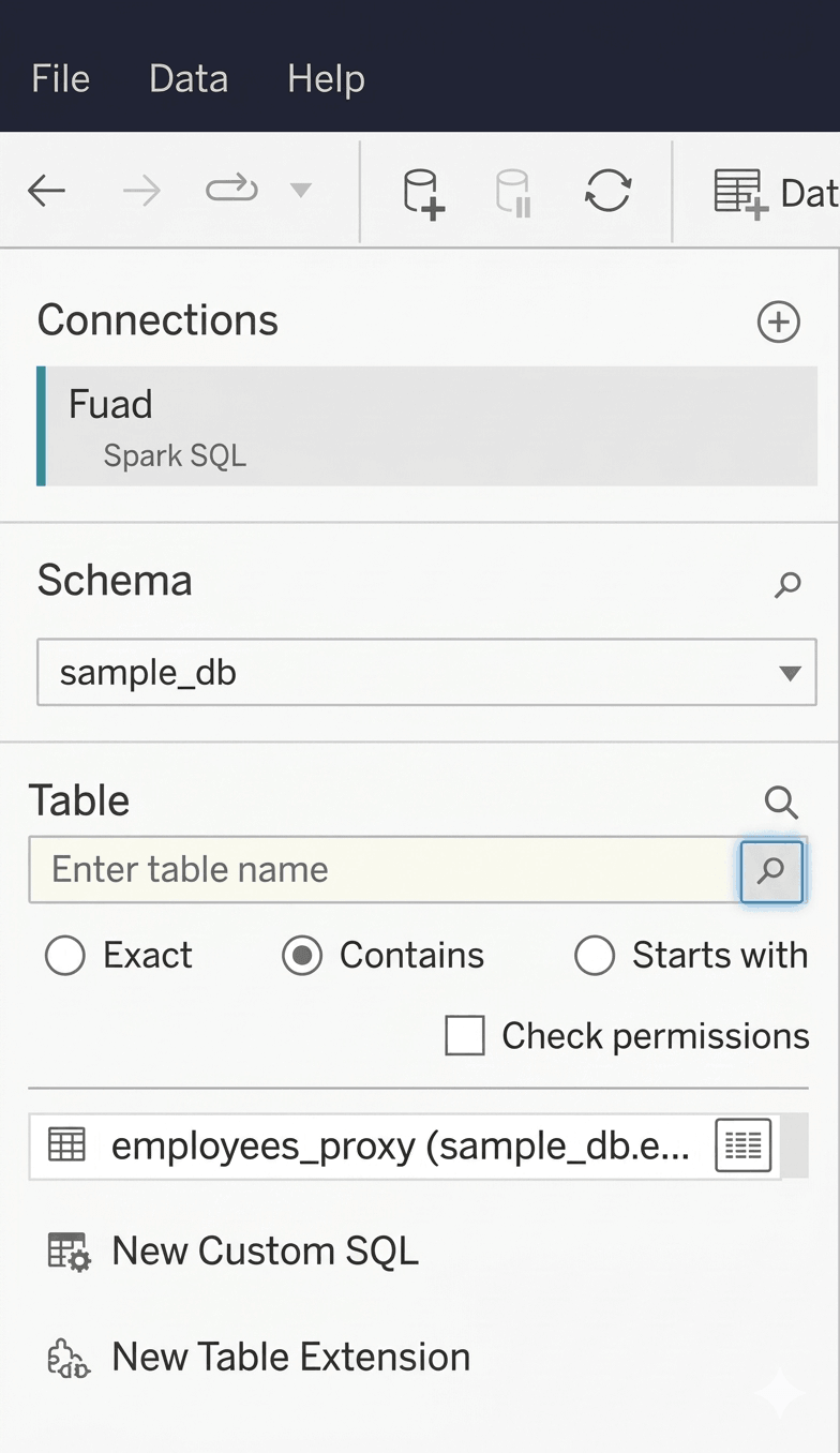 Selecting a schema in Tableau after connecting to IOMETE | IOMETE