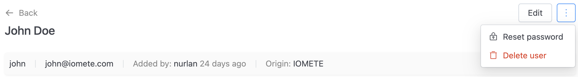 User actions | IOMETE