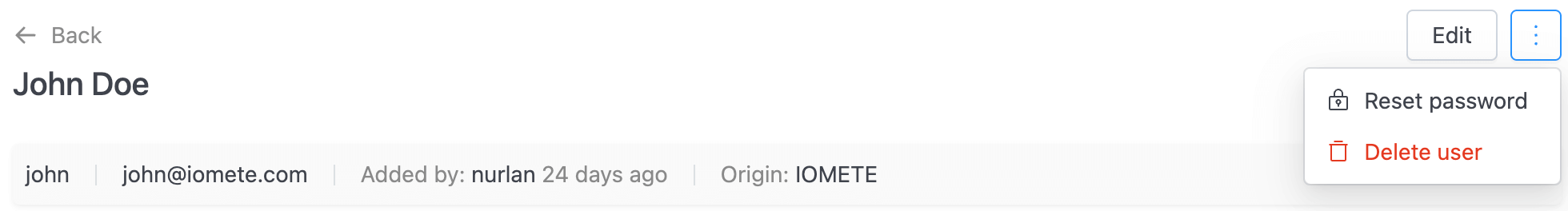 User actions | IOMETE