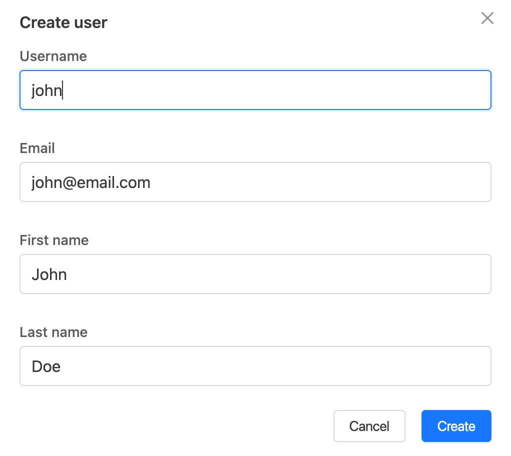 User create filled inputs | IOMETE
