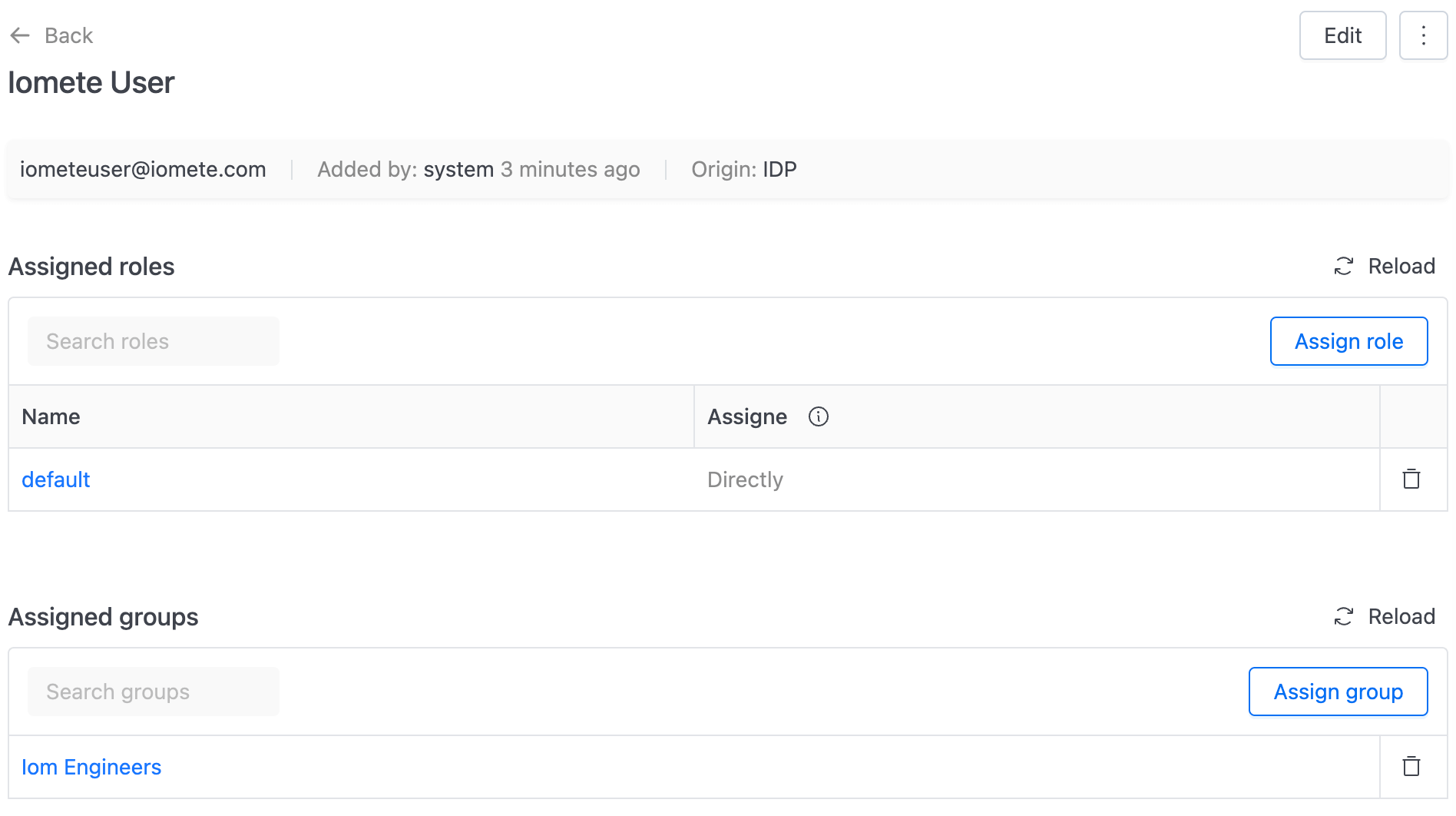 User page after group provisioning | IOMETE