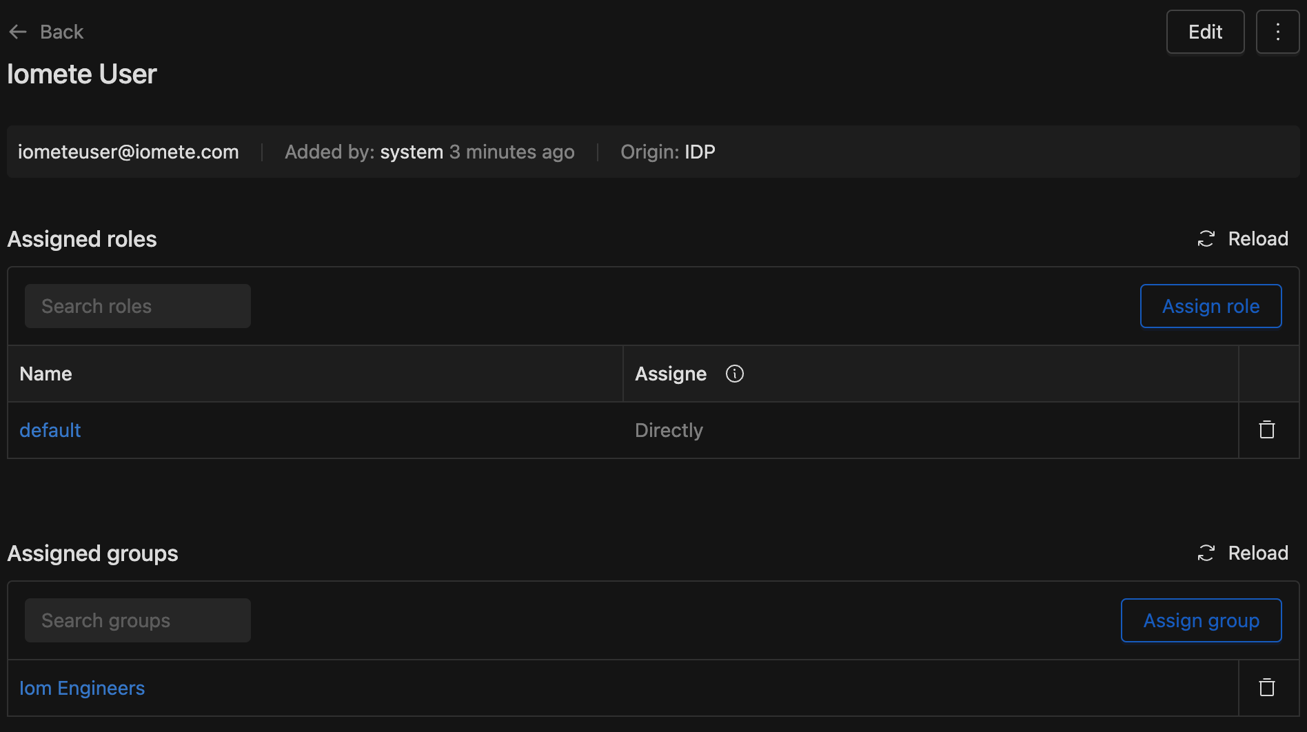 User page after group provisioning | IOMETE