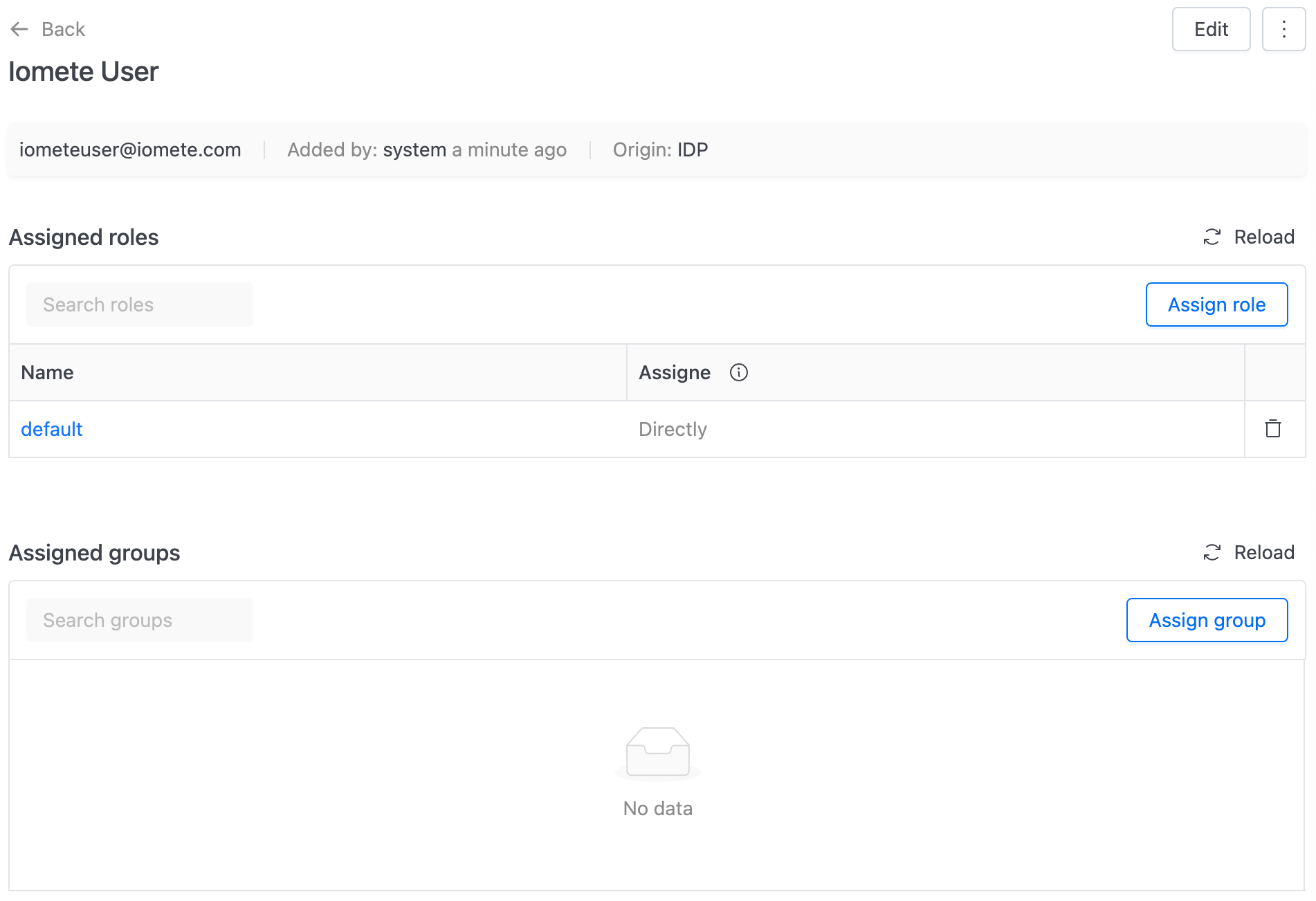 User page before group provisioning | IOMETE