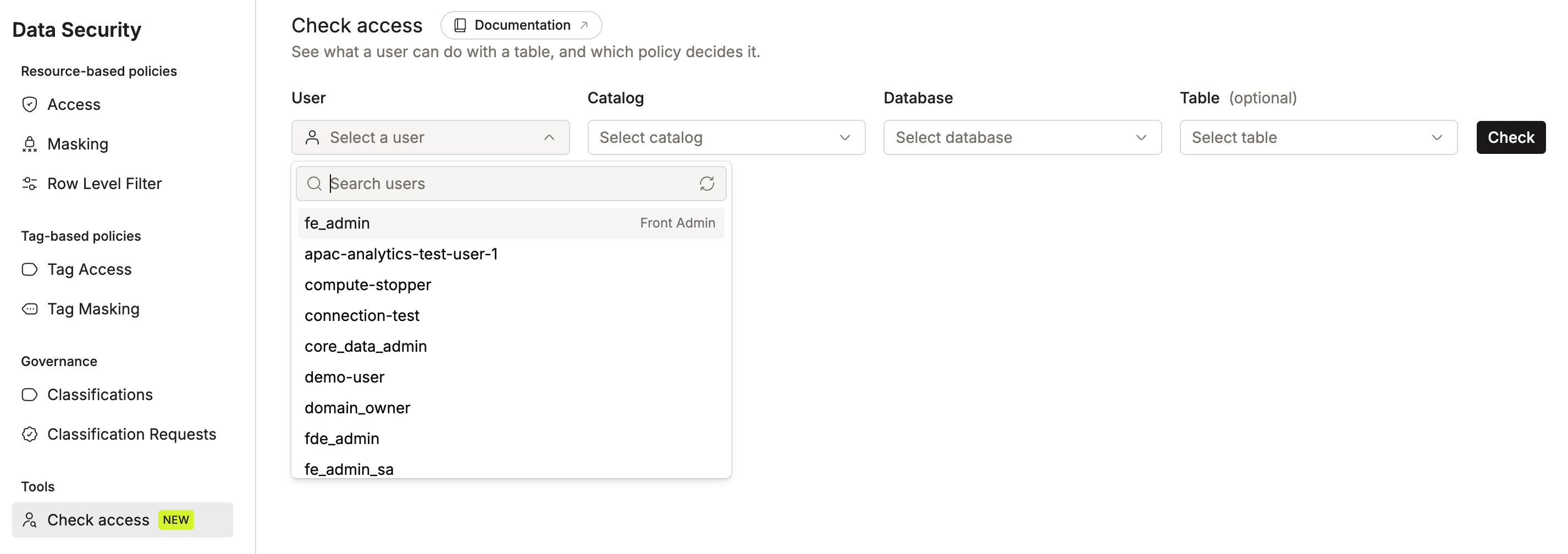 Check access form with User | IOMETE