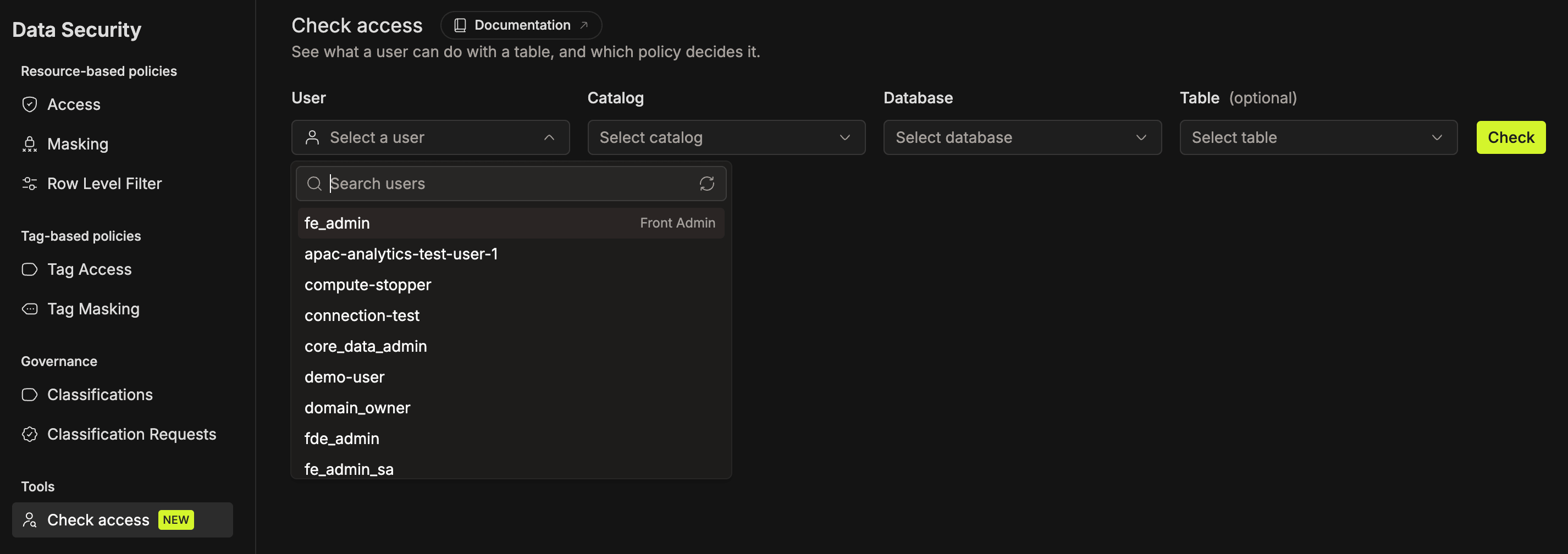Check access form with User | IOMETE