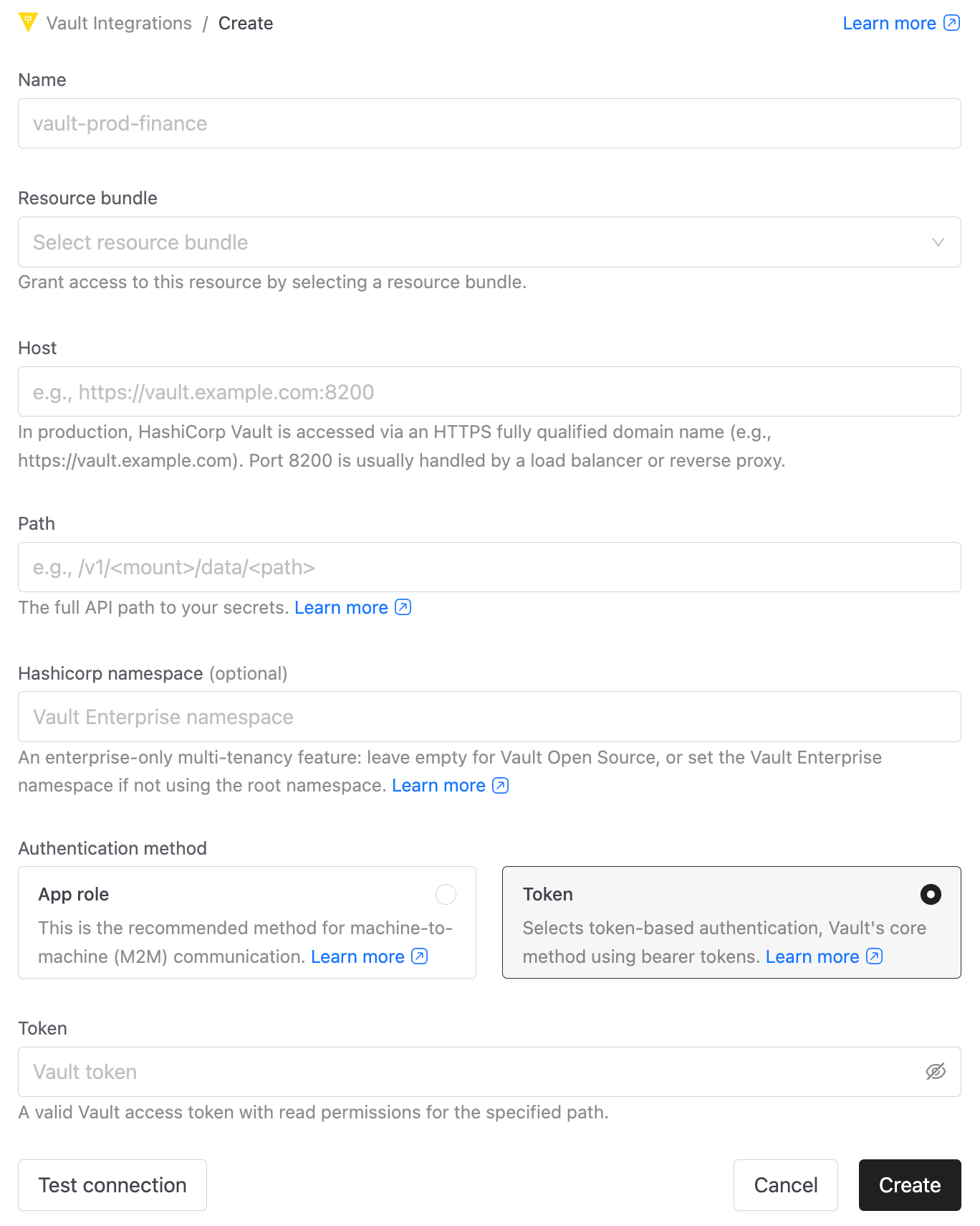 Vault Configuration Create | IOMETE