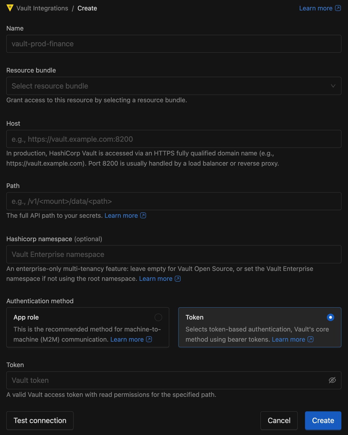 Vault Configuration Create | IOMETE