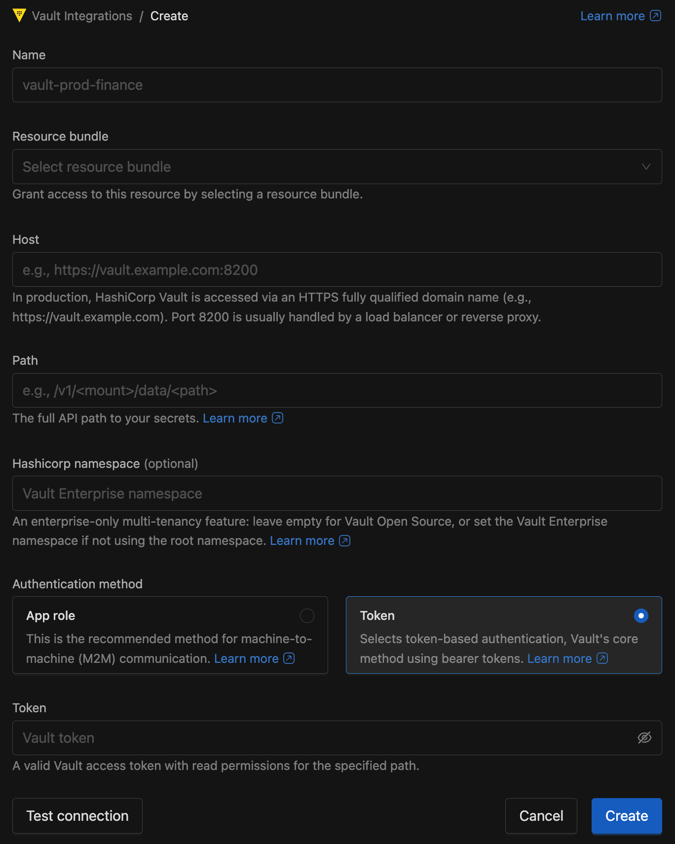 Vault Configuration Create | IOMETE