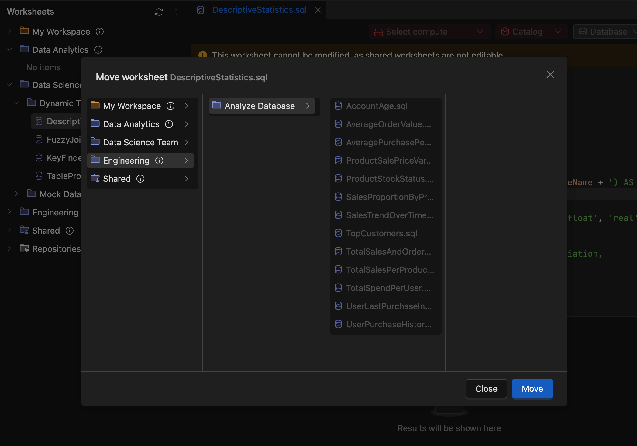 Move Dialog | IOMETE